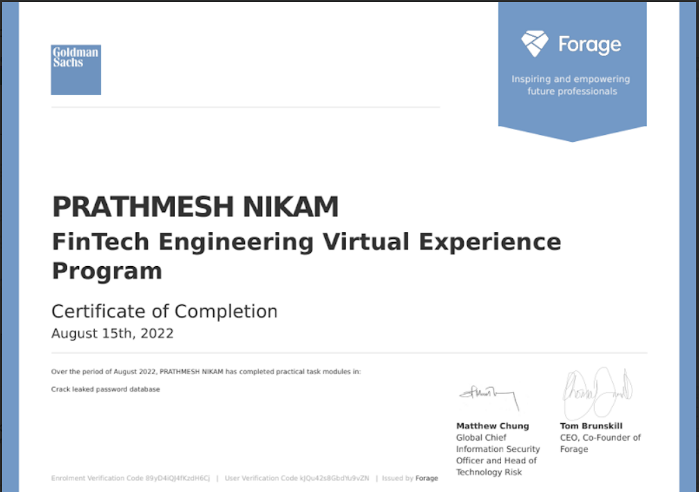 Goldman Sachs Virtual Internship
